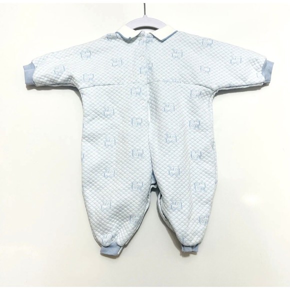 BABY DIOR Embroidered Romper Train Bodysuit One-Piece Jumper Outfit Size 6M - Picture 2 of 8